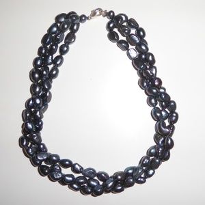 SOLD!! Blue pearl 3 strand necklace